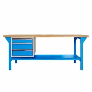 PROREGAL Werkbank Rhino Plus mit 3 Schubladen HxBxT 84 x 150 x 70 cm Traglast 500 kg Lichtblau Lichtblau