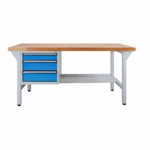PROREGAL Werkbank Rhino Plus mit 3 Schubladen HxBxT 84 x 150 x 70 cm Traglast 500 kg Lichtgrau Lichtblau