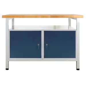 PROREGAL Werkbank Rhino mit Ablagefläche 2 Türen HxBxT 84 x 120 x 60 cm Traglast 300 kg Lichtgrau Anthrazitgrau