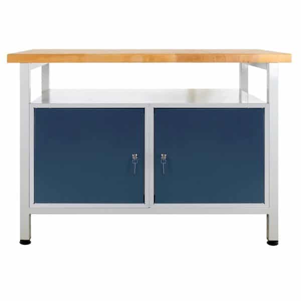 PROREGAL Werkbank Rhino mit Ablagefläche 2 Türen HxBxT 84 x 120 x 60 cm Traglast 300 kg Lichtgrau Anthrazitgrau
