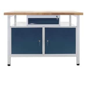PROREGAL Werkbank Rhino mit Einzelschublade 2 Türen HxBxT 84 x 120 x 60 cm Traglast 300 kg Lichtgrau Anthrazitgrau