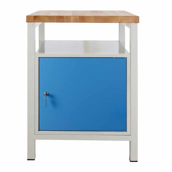 PROREGAL Werkbank Slim Rhino mit Ablagefläche 1 Tür HxBxT 84 x 60 x 60 cm Traglast 300 kg Lichtgrau Lichtblau