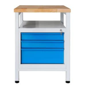 PROREGAL Werkbank Slim Rhino mit Ablagefläche 3 Schubladen HxBxT 84 x 60 x 60 cm Traglast 300 kg Lichtgrau Lichtblau