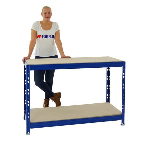 PROREGAL Werkbank Tiger HxBxT 90 x 140 x 60 cm Fachlast 300 kg Blau