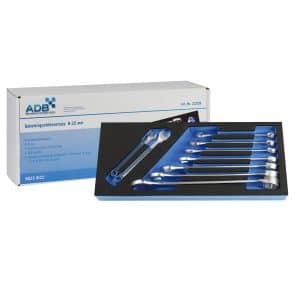 PROREGAL Werkzeug Satz Werkstattwagen Cheetah Gabelringschlüsselset 9 bis 22 mm 9 Teile mit Schaumstoff Schubladeneinlage HxBxT 4
