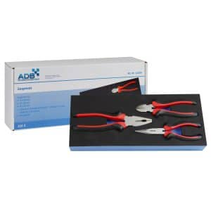 PROREGAL Werkzeug Satz Werkstattwagen Cheetah Kombizange Spitzzange Seitenschneider 3 Teile mit Schaumstoff Schubladeneinlage HxBxT 4