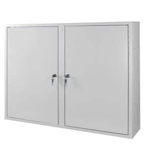 PROREGAL Werkzeugwandschrank mit 2 Türen 3 Fachboden HxBxT 75 x 100 x 20 cm Lichtgrau