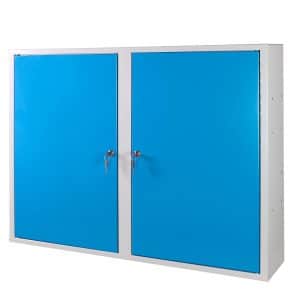 PROREGAL Werkzeugwandschrank mit 2 Türen 3 Fachboden HxBxT 75 x 100 x 20 cm Lichtgrau Lichtblau