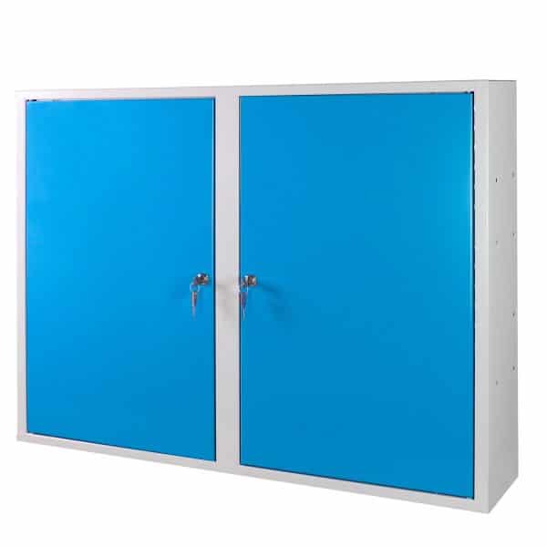 PROREGAL Werkzeugwandschrank mit 2 Türen 3 Fachboden HxBxT 75 x 100 x 20 cm Lichtgrau Lichtblau
