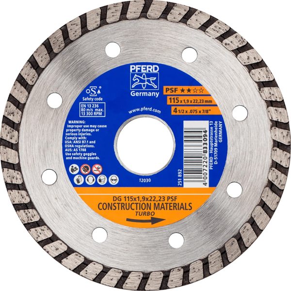 Pferd Diamantwerkzeuge für die Bauindustrie DG PSF 115 mm x 1