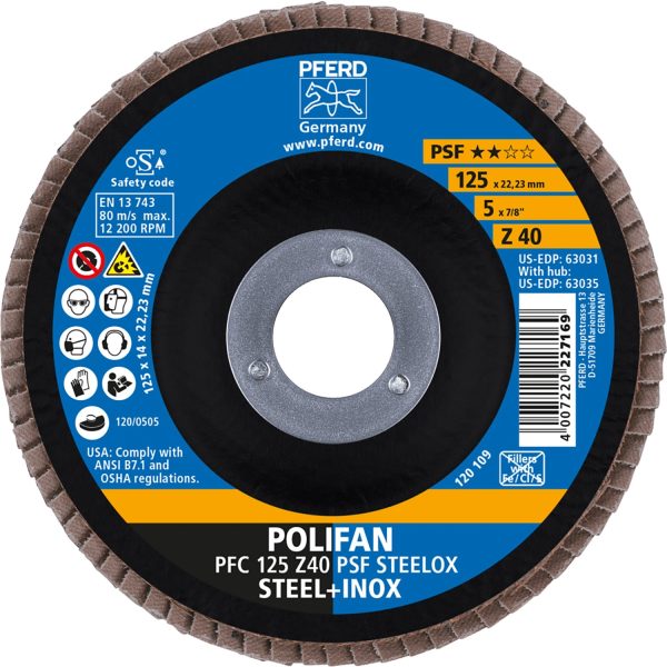 Pferd Fächerscheiben Polifan PSF PFC Steelox 125 mm x 40 mm