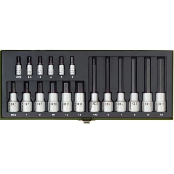 Proxxon Steckschlüsselsatz Hex 1/4 Zoll und 1/2 Zoll 18-tlg.