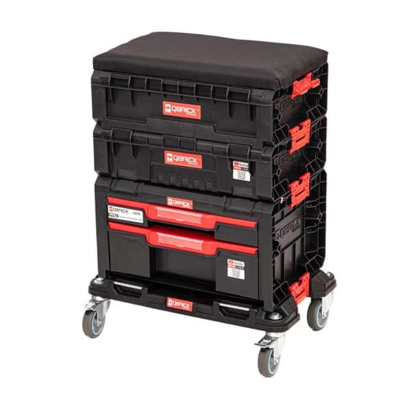 Qbrick System Modularer Werkstattsitz PRO mit Schubladen und Ablage