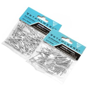 STAHLWERK Alu-Blindnieten 2Er Set 24 X 8 Mm + 32 X 10 Mm Für Blindnietenzangen