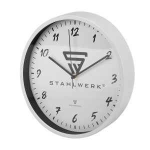 STAHLWERK Wanduhr 30 Cm Weisse Werkstattuhr Mit Aluminium-Gehäuse Rcc-Uhrwerk