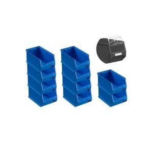 SparSet 10 x Blaue Sichtlagerbox 3.0 Mit Abdeckung HxBxT 12