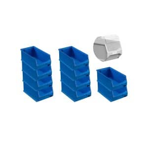 SparSet 10 x Blaue Sichtlagerbox 4.0 Mit Abdeckung HxBxT 15 x 20 x 35 cm 7