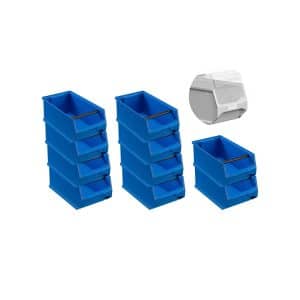 SparSet 10 x Blaue Sichtlagerbox 4.1 Mit Griffstange und Abdeckung HxBxT 15 x 20 x 35 cm 7