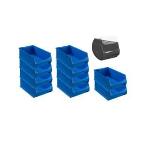 SparSet 10 x Blaue Sichtlagerbox 5.0 Mit Abdeckung HxBxT 20 x 30 x 50 cm 21