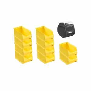 SparSet 10 x Gelbe Sichtlagerbox 3.0 Mit Abdeckung HxBxT 12