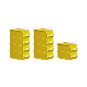 SparSet 10 x Gelbe Sichtlagerbox 4.0 Mit Abdeckung HxBxT 15 x 20 x 35 cm 7