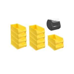 SparSet 10 x Gelbe Sichtlagerbox 5.0 Mit Abdeckung HxBxT 20 x 30 x 50 cm 21