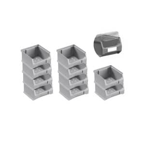 SparSet 10 x Graue Sichtlagerbox 1.0 Mit Abdeckung HxBxT 6 x 10 x 10 cm 0