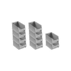 SparSet 10 x Graue Sichtlagerbox 3.0 HxBxT 12