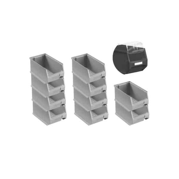 SparSet 10 x Graue Sichtlagerbox 3.0 Mit Abdeckung HxBxT 12