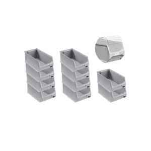 SparSet 10 x Graue Sichtlagerbox 4.0 Mit Abdeckung HxBxT 15 x 20 x 35 cm 7