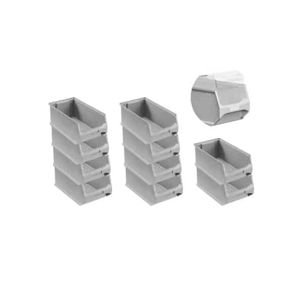 SparSet 10 x Graue Sichtlagerbox 4.0 Mit Abdeckung HxBxT 15 x 20 x 35 cm 7