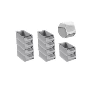 SparSet 10 x Graue Sichtlagerbox 4.1 Mit Griffstange und Abdeckung HxBxT 15 x 20 x 35 cm 7