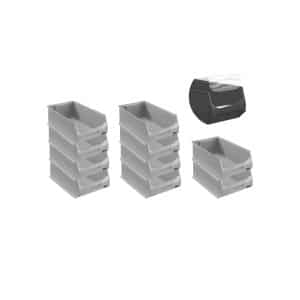 SparSet 10 x Graue Sichtlagerbox 5.0 Mit Abdeckung HxBxT 20 x 30 x 50 cm 21