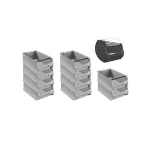 SparSet 10 x Graue Sichtlagerbox 5.1 Mit Griffstange und Abdeckung HxBxT 20 x 30 x 50 cm 21