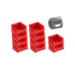 SparSet 10 x Rote Sichtlagerbox 1.0 Mit Abdeckung HxBxT 6 x 10 x 10 cm 0