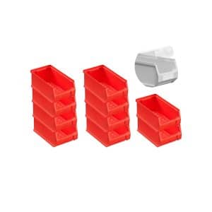 SparSet 10 x Rote Sichtlagerbox 2.0 Mit Abdeckung HxBxT 7