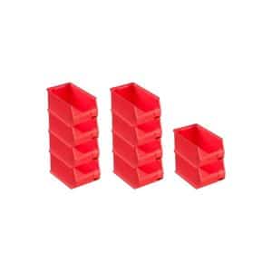 SparSet 10 x Rote Sichtlagerbox 3.0 HxBxT 12