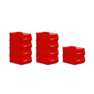 SparSet 10 x Rote Sichtlagerbox 5.0 Mit Abdeckung HxBxT 20 x 30 x 50 cm 21