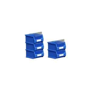 SparSet 5 x Blaue Sichtlagerbox 1.0 Mit Abdeckung HxBxT 6 x 10 x 10 cm 0