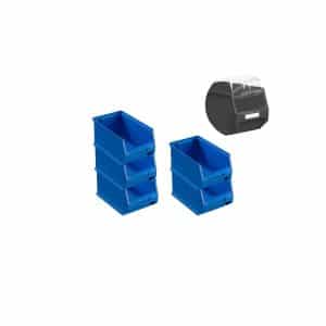 SparSet 5 x Blaue Sichtlagerbox 3.0 Mit Abdeckung HxBxT 12