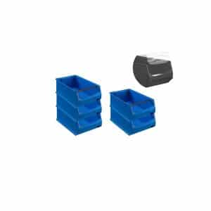 SparSet 5 x Blaue Sichtlagerbox 5.1 Mit Griffstange und Abdeckung HxBxT 20 x 30 x 50 cm 21