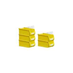 SparSet 5 x Gelbe Sichtlagerbox 2.0 Mit Abdeckung HxBxT 7