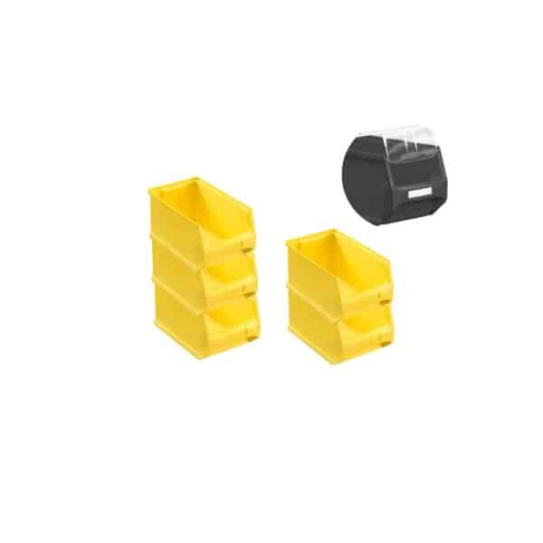 SparSet 5 x Gelbe Sichtlagerbox 3.0 Mit Abdeckung HxBxT 12