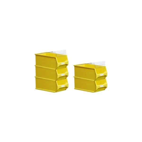 SparSet 5 x Gelbe Sichtlagerbox 4.0 Mit Abdeckung HxBxT 15 x 20 x 35 cm 7