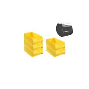 SparSet 5 x Gelbe Sichtlagerbox 5.0 Mit Abdeckung HxBxT 20 x 30 x 50 cm 21