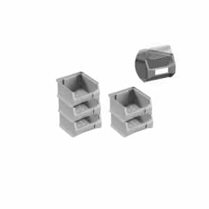SparSet 5 x Graue Sichtlagerbox 1.0 Mit Abdeckung HxBxT 6 x 10 x 10 cm 0