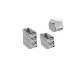 SparSet 5 x Graue Sichtlagerbox 4.1 Mit Griffstange und Abdeckung HxBxT 15 x 20 x 35 cm 7
