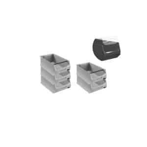SparSet 5 x Graue Sichtlagerbox 5.1 Mit Griffstange und Abdeckung HxBxT 20 x 30 x 50 cm 21