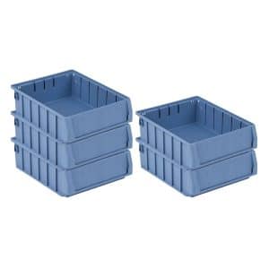 SparSet 5 x Regalkasten 300 BN Mit Etikett und Schutzhaube HxBxT 9 x 23