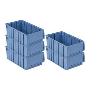 SparSet 5 x Regalkasten 400 BH Mit Etikett und Schutzhaube HxBxT 14 x 23